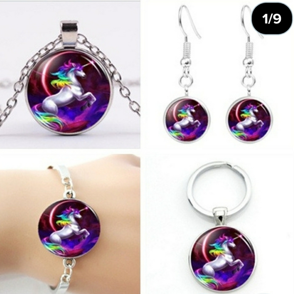 New Set (4) Bracelet, Necklace, Earring Key Chain!